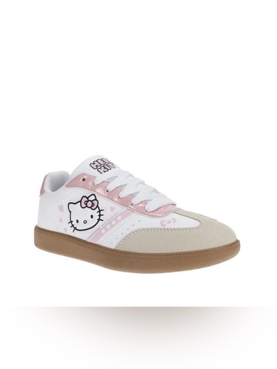 Hello Kitty Shoes - Hello Kitty White, Pink & Tan Women's size 11 Casual Lace-Up Sneakers